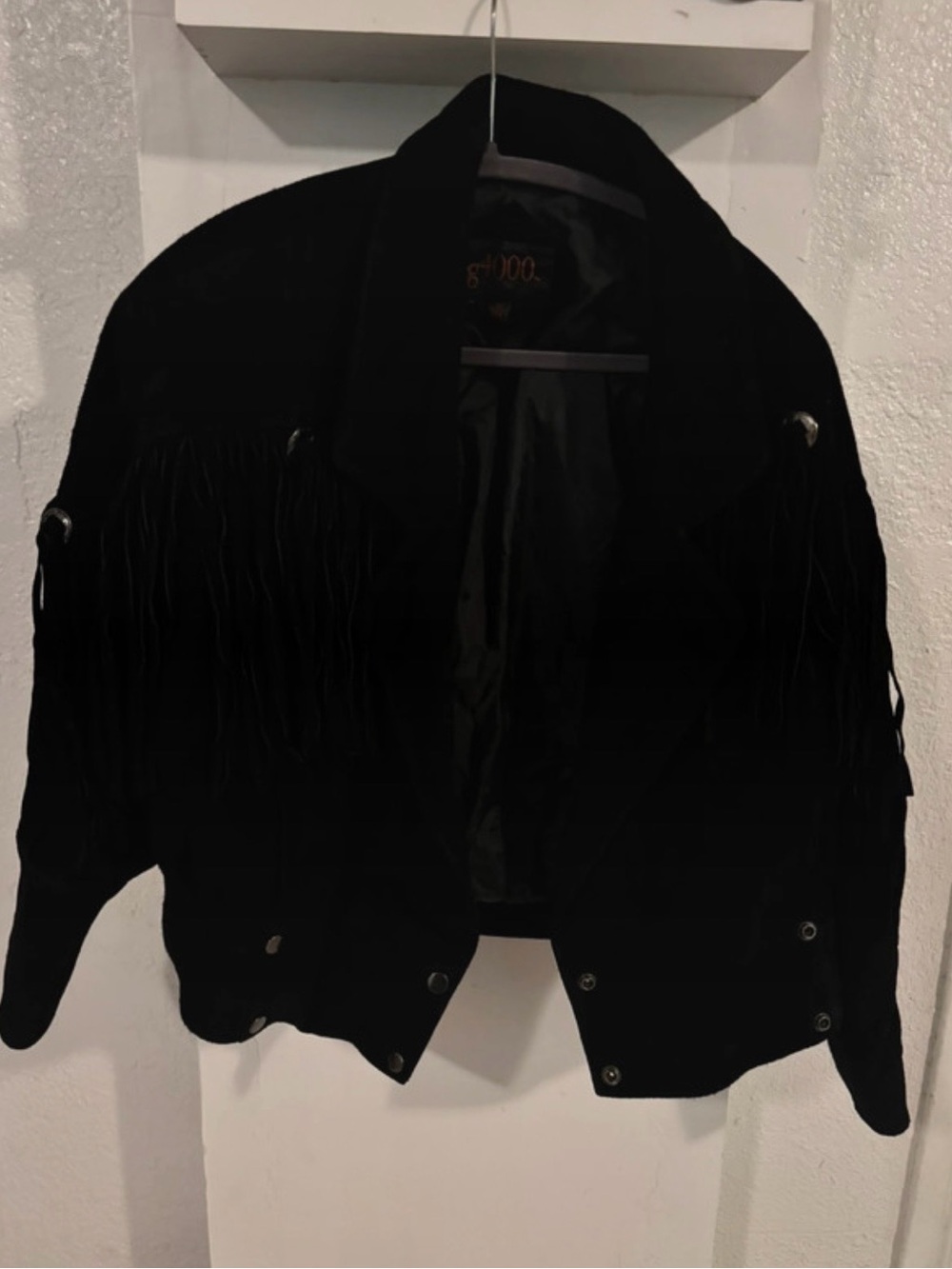 Black VINTAGE BEAUTY Fringe Suede-Look Women’s Jacket